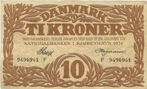 10 kr 1934 F, V. Lange  Heegaard, Sieg 104