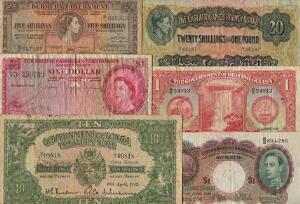 Lille samling af pengesedler fra diverse afrikanske og karibiske lande, i alt 11 stk. i varierende kvalitet