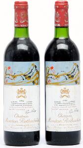 2 bts. Château Mouton Rothschild, Pauillac. 1. Cru Classé 1981 A-AB bn.