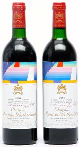 2 bts. Château Mouton Rothschild, Pauillac. 1. Cru Classé 1984 A-AB bn.