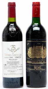 1 bt. Vega Sicilia Unico, Ribera del Duero 1991 A hfin.  etc. Total 2 bts.