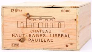12 bts. Château Haut Bages Liberal, Pauillac. 5. Cru Classé 2006 A hfin. Owc.