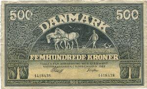 500 kr 1925, Nr. 1418438, V. Lange  Jessen, Sieg 112, DOP 117, Pick 24