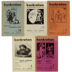 Important surrealist magazine Vilh. Bjerke-Petersen ed. Konkretion. Vols. 1-6 in 5 parts all published. 1935-36. 5