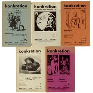 Important surrealist magazine Vilh. Bjerke-Petersen ed. Konkretion. Vols. 1-6 in 5 parts all published. 1935-36. 5