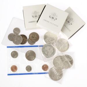 USA, Liberty Dollars 1989, 1991, 1993-1999 samt enkelte andre mønter, i alt 21 stk.