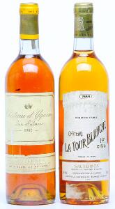 1 bt. Château dYquem, Sauternes. 1. Grand Cru Classé 1982 A-AB bn.  etc. Total 2 bts.
