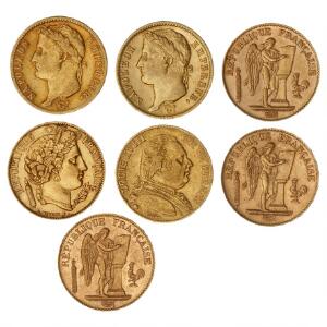 Frankrig, 20 Francs, 1811A, 1812A, 1814A, 1851, 1890, 1891, 1892. 7