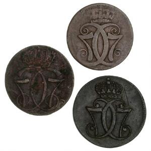 Christian VII, skilling 1771, Sieg 2.1, 2.2, 2.3