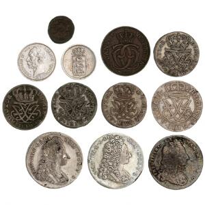 Frederik IV, 8 mønter. Dansk Vestindien, 3 mønter. Trankebar, 4 Kas 1816. 12
