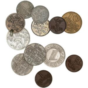 Danzig, lille lot på 12 mønter inkl. Gulden 1923, 1932. 12