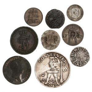 Tyskland, lille samling ældre mønter inkl. Brandenburg, 12 Mariengroschen 1709 Rostock, Witten før 1379