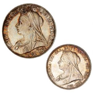 England, Victoria, florin 1898, S 3939 shilling 1896, S 3940
