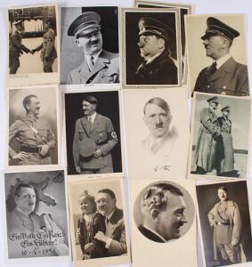 Tysk Rige. 20 postkort, alle med motiver af Hitler, mange med frimærker på bagsiden.