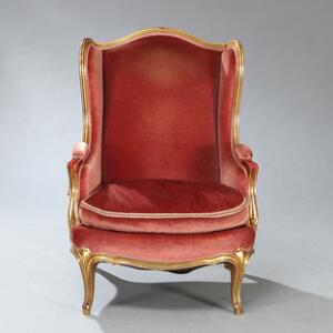 Bergere af forgyldt træ. Louis XV form, 20. årh.