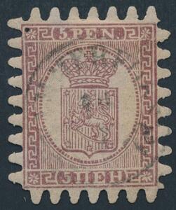 1866. 5 penni, brun. FULDTAKKET eksemplar