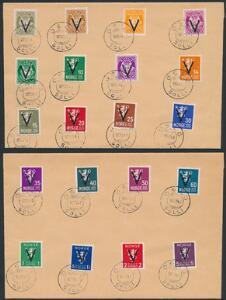 1941. V-mærker uden vandmærke. Komplet sæt på 2 kuverter annulleret OSLO SOLLI 10.XI. 41