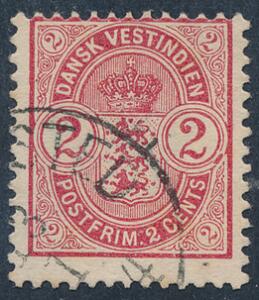 1903. Våben. 2 cents, rød. Variant FARVEPLET I HØJRE VÆRDI CIRKEL. Stemplet. AFA 1200