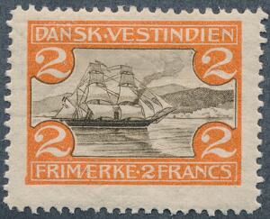 1905. St. Thomas Havn, 2 Fr. med variant Farveplet i nedre venstre hjørne. Ubrugt