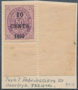 1895. Provisorium, 1050 cents, pos. 100. Postfriskt mærke med fuld hjørnemarginal hængslet i marg.