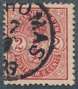 1903. Våben, 2 cents, rød. Pos. 12 med variant PLET I CIRKEL