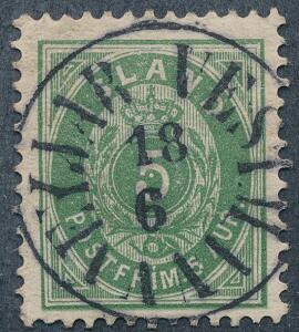 1895. Oval, 5 aur, grøn, tk.12. SUPERBT eksemplar