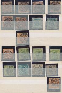 Danmark. Lille indstiksbog med skillingsmærker og Tofarvet. Se foto af alle sider