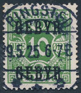 1923. Gebyr. 10 øre, grøn. LUXUS-stempel RINGSTED 29.5.25.