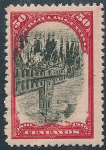 Argentina. 1910. Revolution. 50 c. sortkarmin. OMVENDT MIDTERSTYKKE. Sjælden. Michel EURO 950
