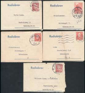 1948. RADIOBREVE. 5 radiobreve fra Det Forenede Dampskibsselskab.