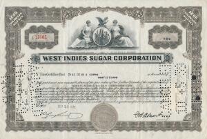 1932. Aktie fra WEST INDIES SUGAR CORPORATION
