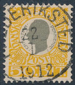 1905. Chr.IX. 50 Bit, gulgrå. PRAGT-stempel FREDERIKSTED 22.1.1912.