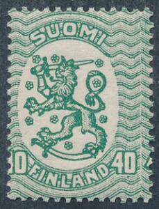 1925-29. 40 p. lys blågrøn, tk. 14 14 x14. Postfrisk FEJLPERFORERET mærke.