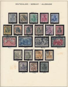Tysk Rige. 1875-1922. Specialiseret samling på 26 sider med stor variation af farver og typer. Mange BPP-signerede mærker. Se fotoudsnit