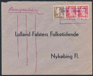 1964. Fr.IX. Banegaardsbrev sendt til Nykøbing Fl. med violet rammestempel DANSKE STATSBENER 1 JULI 1964. Fin lille format, hvilket er usædvanligt for banegår