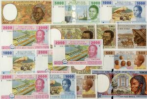 Centralafrikanske stater, Chad, Cameroun, Congo, Gabon etc., lille lot forskellige, nyere ucirkulerede sedler, i alt 16 stk.