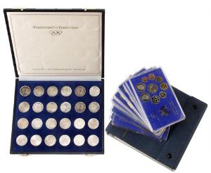 Tyskland, 10 mark OL 1972, 24 stk. i original æske, møntsæt 1975 - 1984 15 stk. Proof samt album med pæn samling med mange 12, 1, 2, 5 mark Ag,
