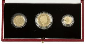 England, 50, 25, 10 pund 2005, Gold Proof set, F 477 - 479, i alt 3 stk. i original æske 12, 14, 110 ounce
