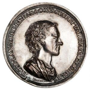 Langebek, etatsråd, død 1775, 70 g, Adzer, Galster 489, galvanokopi af denne sjældne medaille