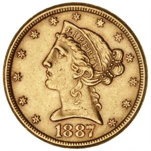 USA, 5 Dollars 1887 S, F 145