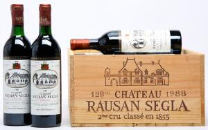 11 bts. Château Rausan Ségla, Margaux. 2. Cru Classé 1988 A-AB bn. Owc.