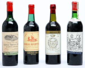 1 bt. Château Troplong Mondot, Saint-Émilion Grand Cru Classé 1955 BC us.  etc. Total 4 bts.