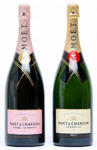 1 bt. Mg. Champagne Brut Imperial Rosé, Moët  Chandon A hfin.  etc. Total 2 bts.