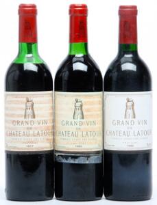 1 bt. Château Latour, Pauillac. 1. Cru Classé 1984 A hfin.  etc. Total 3 bts.