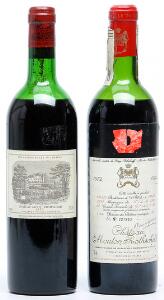 1 bt. Château Lafite Rothschild, Pauillac. 1. Cru Classé 1973 CD msmls.  etc. Total 2 bts.