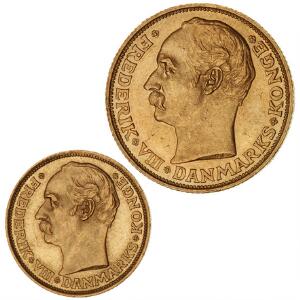 Frederik VIII, 20 kr 1908, H 1, F 297 10 kr 1908, H 2, F 298