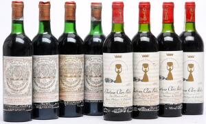 4 bts. Château Pichon Longueville Baron, Pauillac. 2. Cru Classé 1975 AB ts.  etc. Total 8 bts.