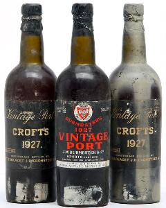 2 bts. Croft Vintage Port 1927 AB ts.  etc. Total 3 bts.