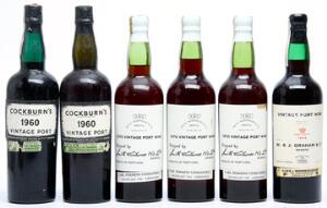 2 bts. Cockburns Vintage Port 1960 Bottled in DK. A-AB bn.  etc. Total 6 bts.