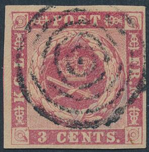 1866. 3 cents, rosa. Plade II, pos. 4. Smukt mærke